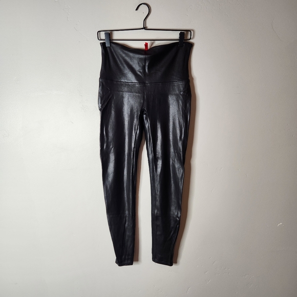 Spanx Faux Leather Black High Rise Leggings Size XL - Picture 2 of 7